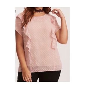 Torrid ruffle sheer dot detail top Sz 0X